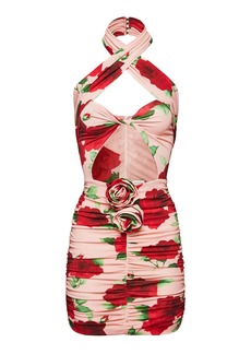 Magda Butrym - Women's Silk Mini Halter Dress - Floral - FR 34 - Moda Operandi