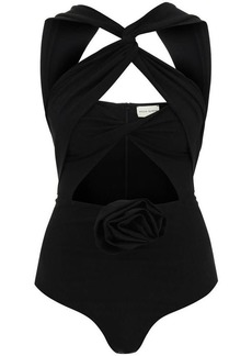 Magda butrym cut-out bodysuit with rose applique
