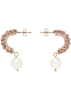 Magda Butrym Gold & Pink Pearl Drop Half Hoop Earrings