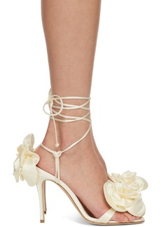 Magda Butrym White Double Flower Heeled Sandals