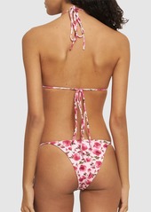 Magda Butrym Printed 3d Flower Triangle Bikini Top