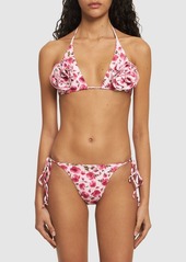Magda Butrym Printed 3d Flower Triangle Bikini Top