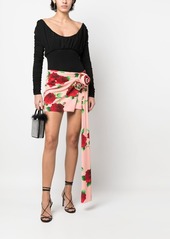Magda Butrym rose-print draped miniskirt