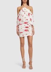 Magda Butrym Rose Print Jersey Mini Dress