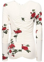 Magda Butrym Rose Printed Jersey Long Sleeve Top