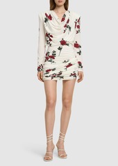 Magda Butrym Rose Printed Jersey Mini Dress