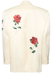Magda Butrym Rose Printed Silk Blend Satin Blazer