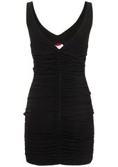 Magda Butrym Ruched Jersey Mini Dress W/roses