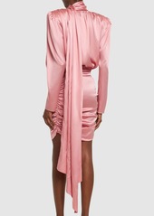 Magda Butrym Silk Satin Draped Mini Dress W/scarf