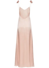 Magda Butrym Silk Satin Long Slip Dress W/roses