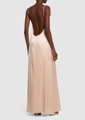 Magda Butrym Silk Satin Long Slip Dress W/roses