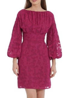 Maggy London Boatneck Puff Sleeve Lace Dress