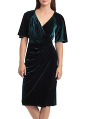 Maggy London Draped Velvet Surplice Dress