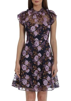 Maggy London Embroidered Floral A Line Dress