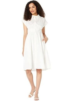 Maggy London Fit-and-Flare Belted Midi Dress with Collar & Placket