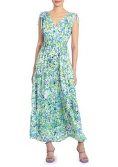 Maggy London Floral Tie Shoulder Maxi Dress