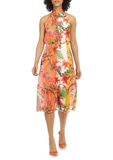 Maggy London Halterneck Floral Fit & Flare Dress