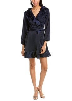 Maggy London London Times womens Long Sleeve Surplus V-neck Faux Wrap With Ruffle Details Dress   US