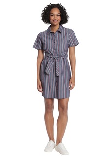 Maggy London London Times Women's Petite Short Sleeve Shirt Dress with Waist Tie  14