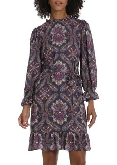 Maggy London Long Sleeve Paisley Ruffle Dress