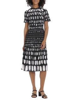 Maggy London Abstract Print Tiered Midi Dress