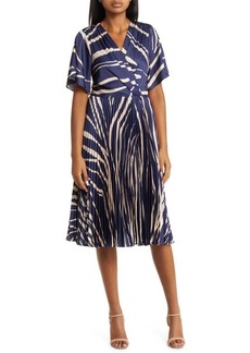 Maggy London Abstract Print Wrap Front Midi Dress
