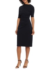 Maggy London Asymmetric Neck Sheath Midi Dress