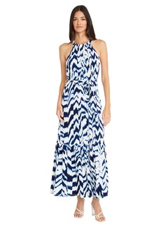 Maggy London Casual Sleeveless Waist Tie Maxi Unlined Halter Dresses for Women