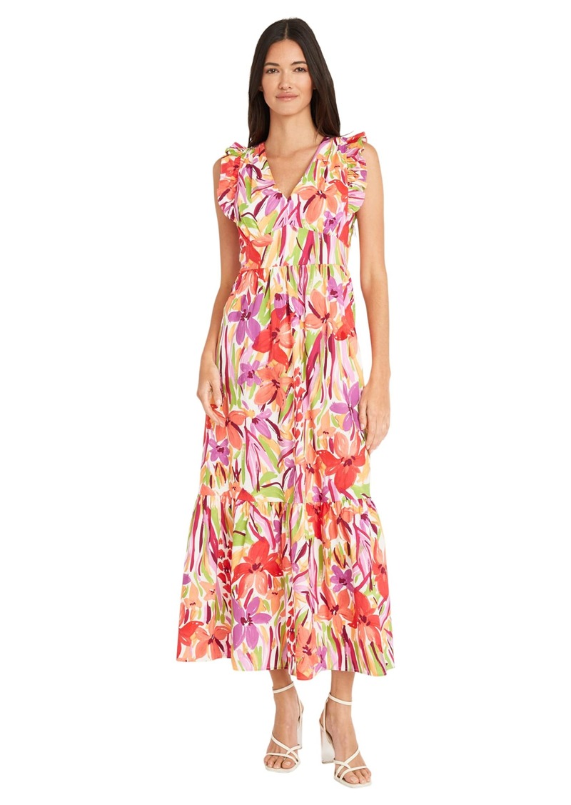 Maggy London Cocktail V-Neck Ruffle Pockets Maxi | Summer Dresses for Women
