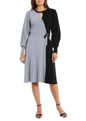 Maggy London Colorblock Faux Wrap Long Sleeve Sweater Dress