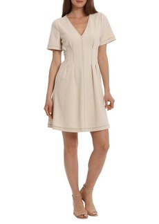 Maggy London Contrast Topstitch Fit & Flare Dress