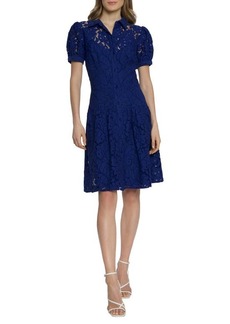 Maggy London Cotton Blend Lace Fit & Flare Shirtdress