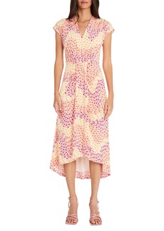 Maggy London Draped Midi Dress in Blush/Pink at Nordstrom Rack