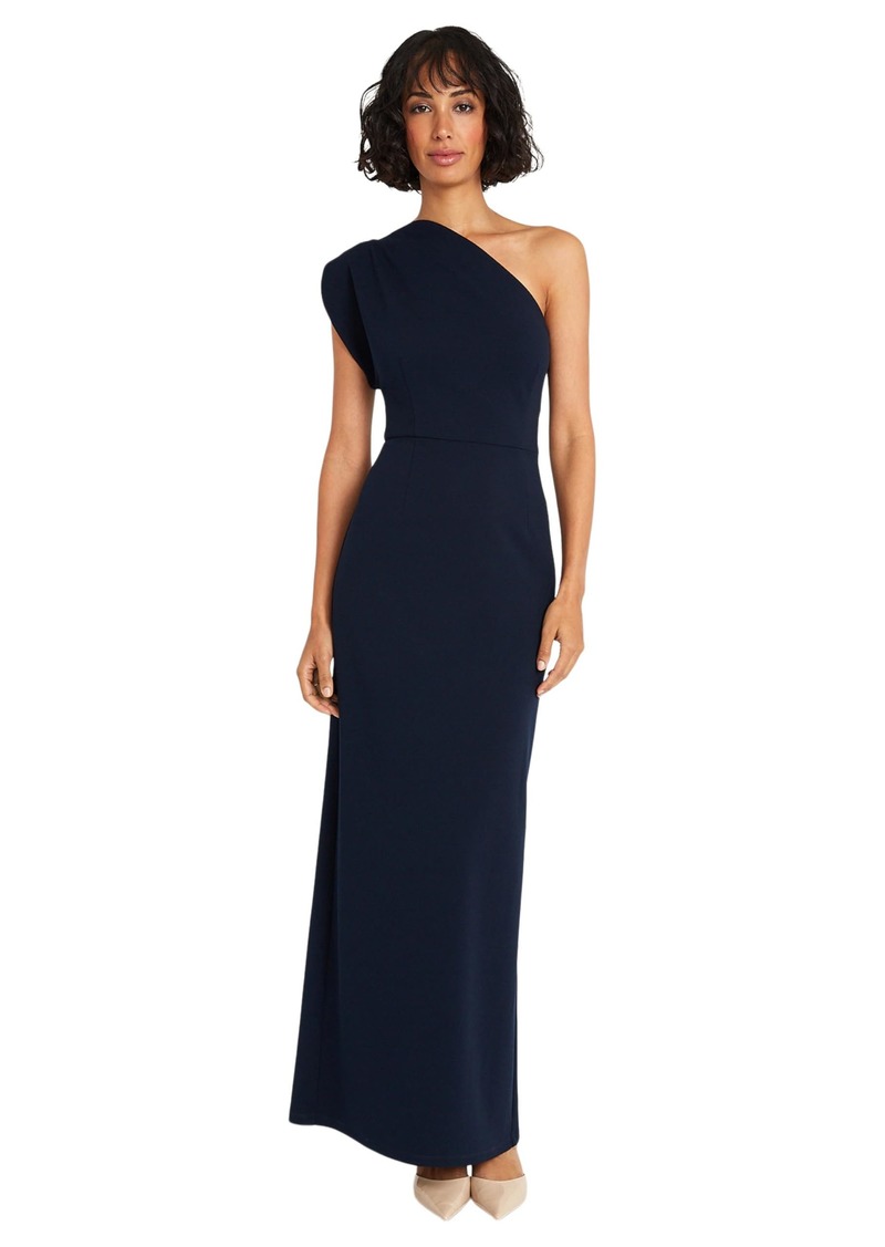 Maggy London Elegant one Shoulder Long Black Tie Maxi Evening Formal Dresses for Women