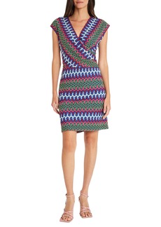 Maggy London Embroidered Cap Sleeve Dress in Pink/Green/Blue at Nordstrom Rack