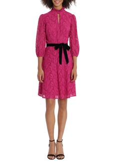 Maggy London Embroidered Lace Minidress in Fuschia at Nordstrom