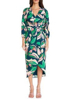 Maggy London Faux Wrap Dress in Navy/Pink/Emerald at Nordstrom Rack