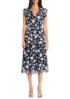 Maggy London Floral Mesh Overlay Dress