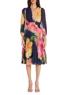 Maggy London Floral Pleated Dress