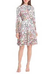 Maggy London Floral Print Long Sleeve Dress in Ivory/Pink Bud at Nordstrom Rack