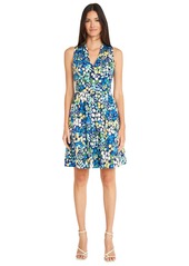 Maggy London Floral Sleeveless Tiered Fit & Flare Dress in Black/Raspberry at Nordstrom Rack