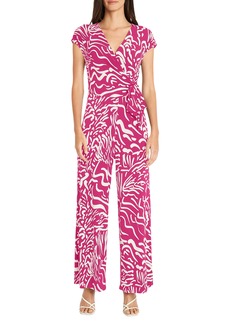 Maggy London Front Tie Jumpsuit in Soft Ivory/Beetroot at Nordstrom Rack