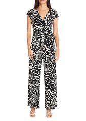 Maggy London Front Tie Jumpsuit in Soft Ivory/Beetroot at Nordstrom Rack