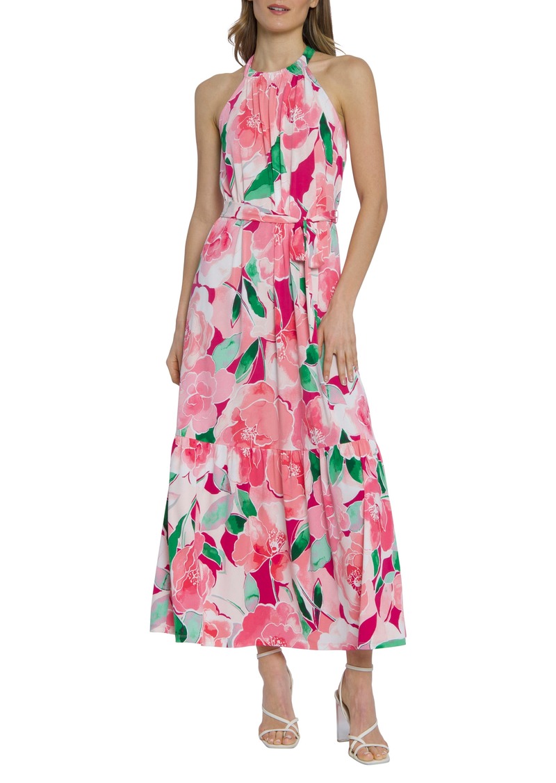 Maggy London High Neck Maxi Dress in Raspberry Rose/Flamingo at Nordstrom Rack