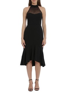Maggy London Illusion Mesh Detail High-Low Cocktail Dress