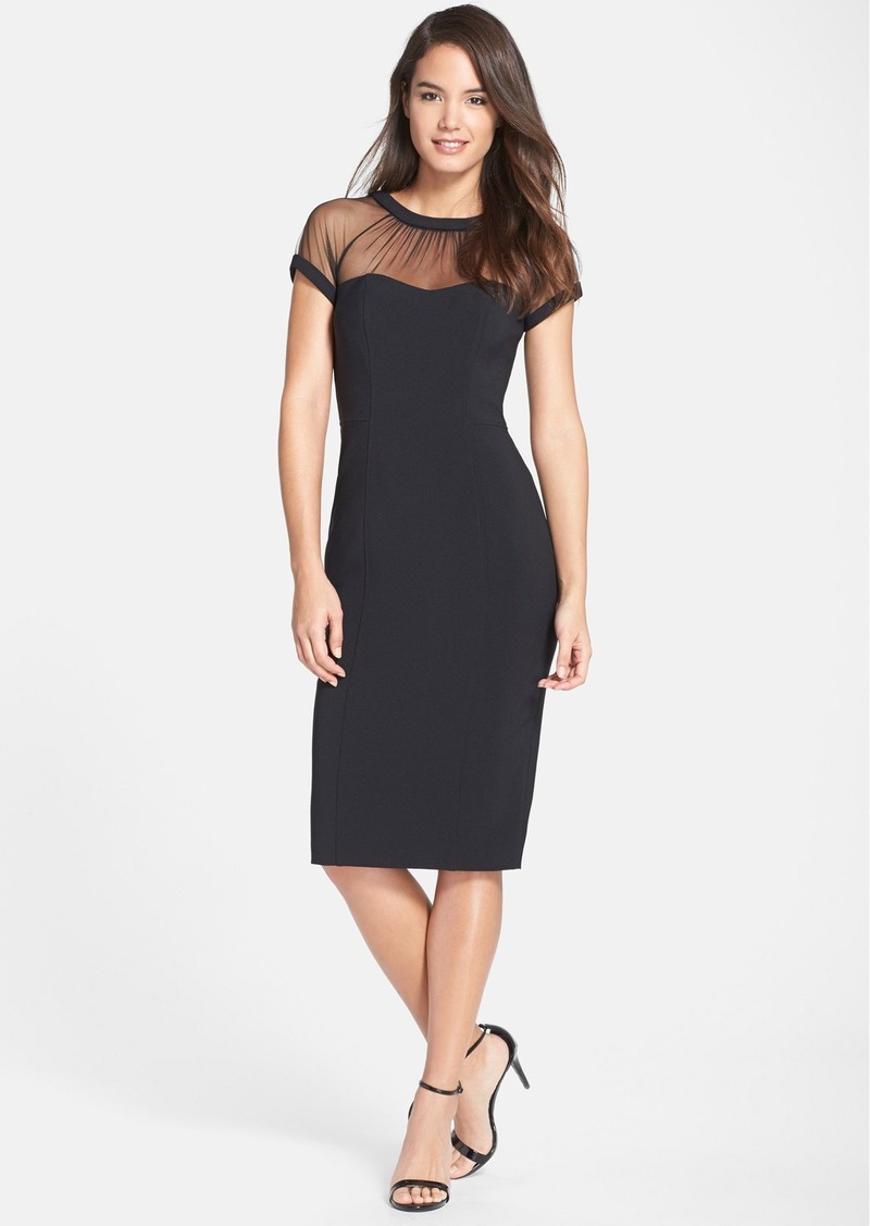 Maggy London Maggy London Illusion Yoke Crepe Sheath Dress (Regular ...