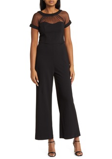 Maggy London Illusion Yoke Wide Leg Jumpsuit in Black 2 at Nordstrom Rack