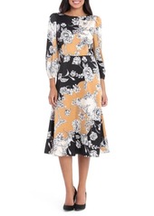 Maggy London Maggie London Floral Midi Dress in Cream/Golden Glow at Nordstrom