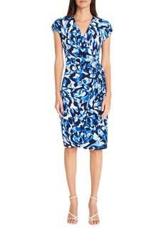 Maggy London Matte Jersey Short Sleeve Wrap Dress in Navy/Royal Blue at Nordstrom Rack