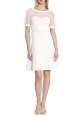 Maggy London Mesh Illusion Short Sleeve Dress in Shell Pink at Nordstrom Rack